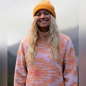 Billabong Pink and Orange Half-Zip Fleece